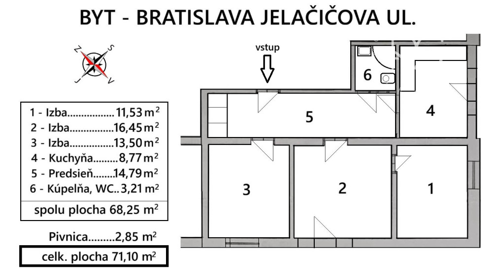 = PREDANÉ = Pokojné bývanie v srdci mesta – 3-izbový byt na Jelačičovej ulici