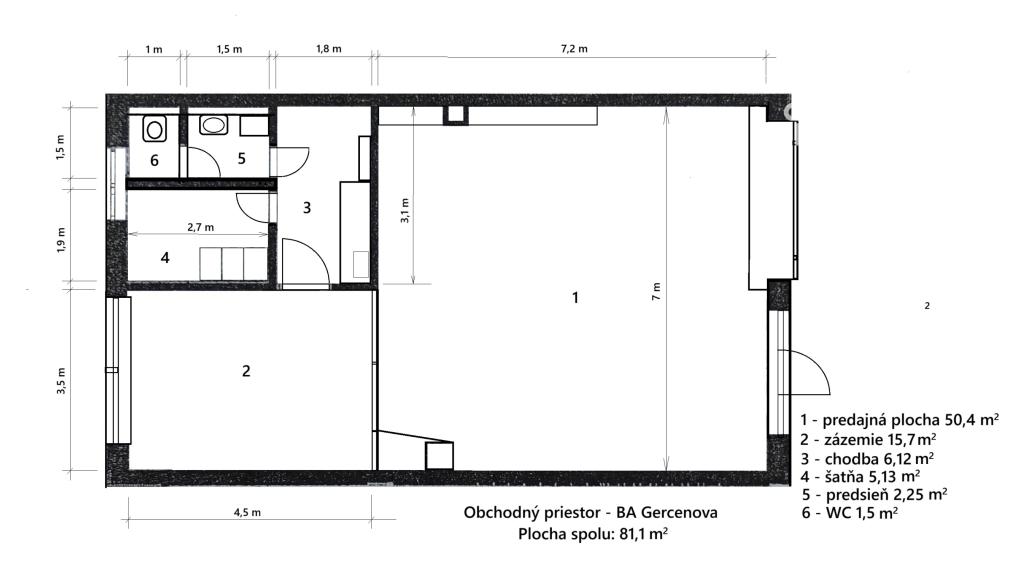 Na prenájom priestor 81,1 m2 Gercenovej, Bratislava V – Petržalka